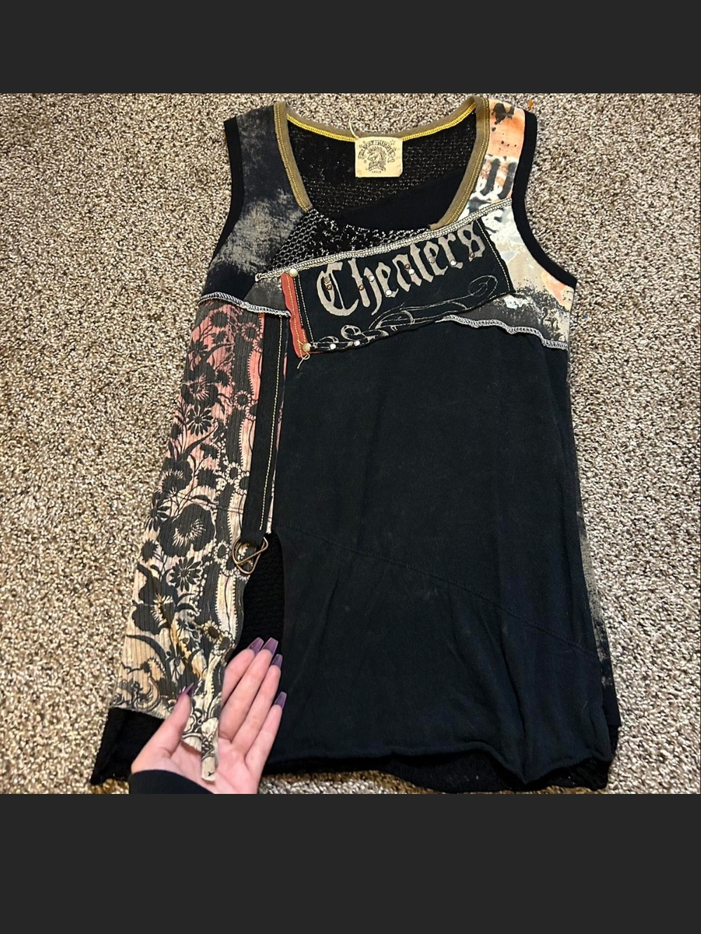 Skinny Minne "Cheaters" Black Tank Top. L